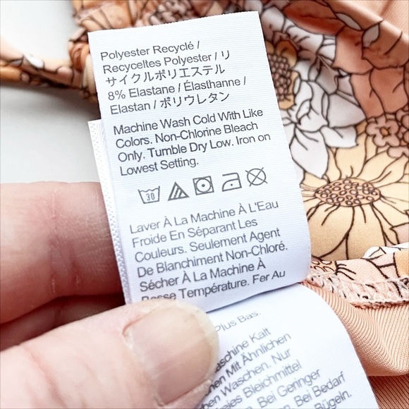 J. Crew Ruched Halter Bikini XL Top M Bottom Zinnia‎ Floral peach orange strappy - Picture 11 of 12